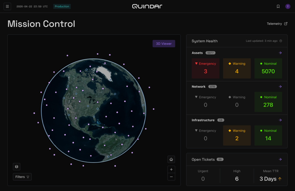 View of Quindar Control Software Interface